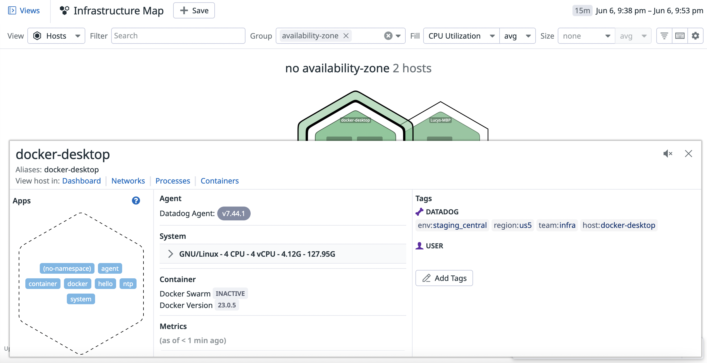 Host Map with tags